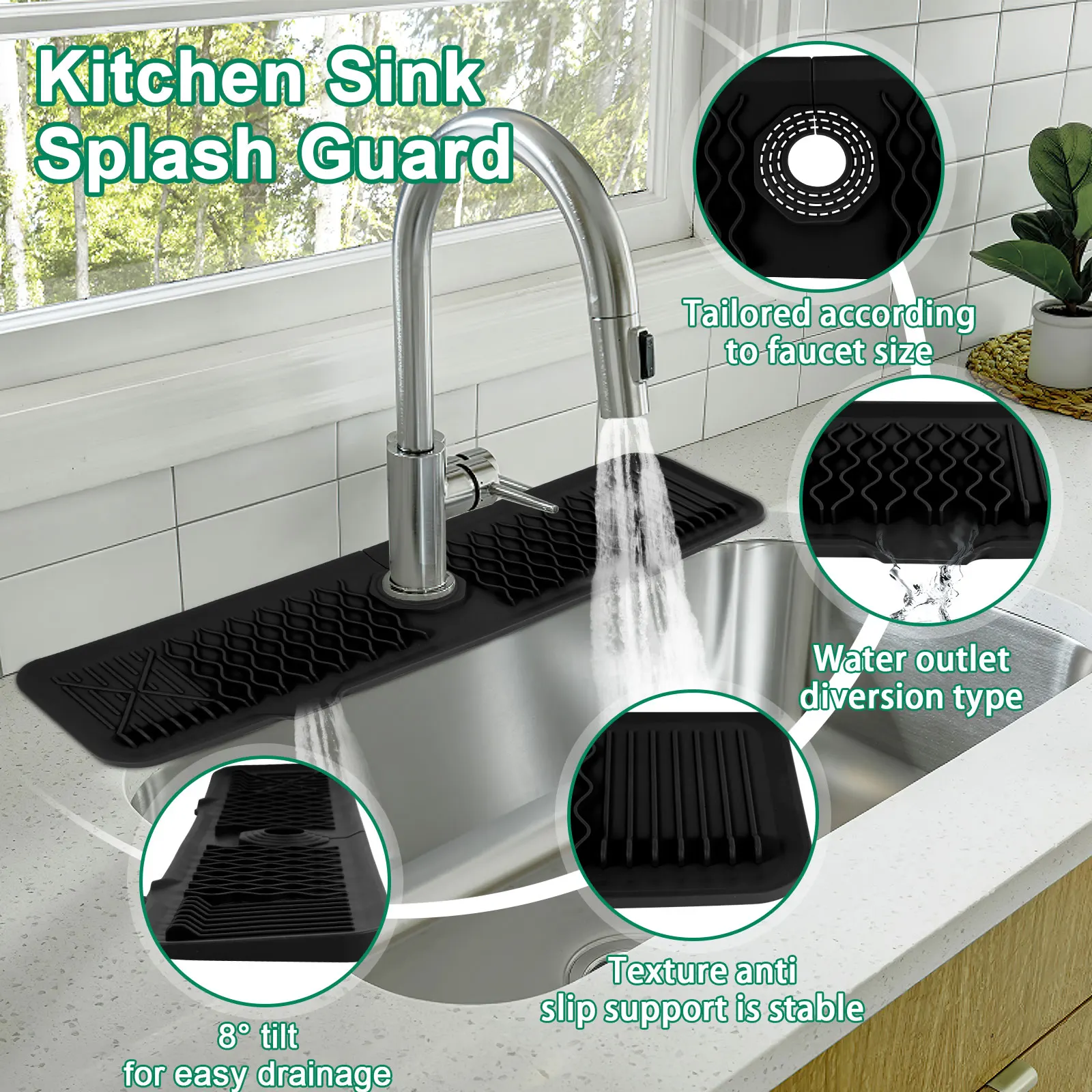 Kitchen Sink Splash Mat Silicone Mud Faucet Absorbent Mats Sink Splash  Guard Counter Protector Mats Kitchen Draining Pad - AliExpress