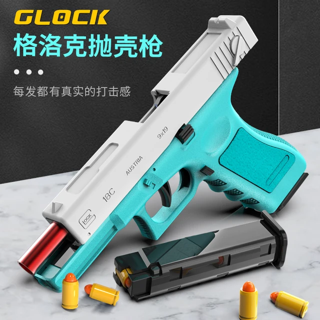 Shell Ejection Glock Pistol Handgun Toy Gun Blaster with Extra Magazine Continuous Shooting Model Launcher For Adults Boys CS 3