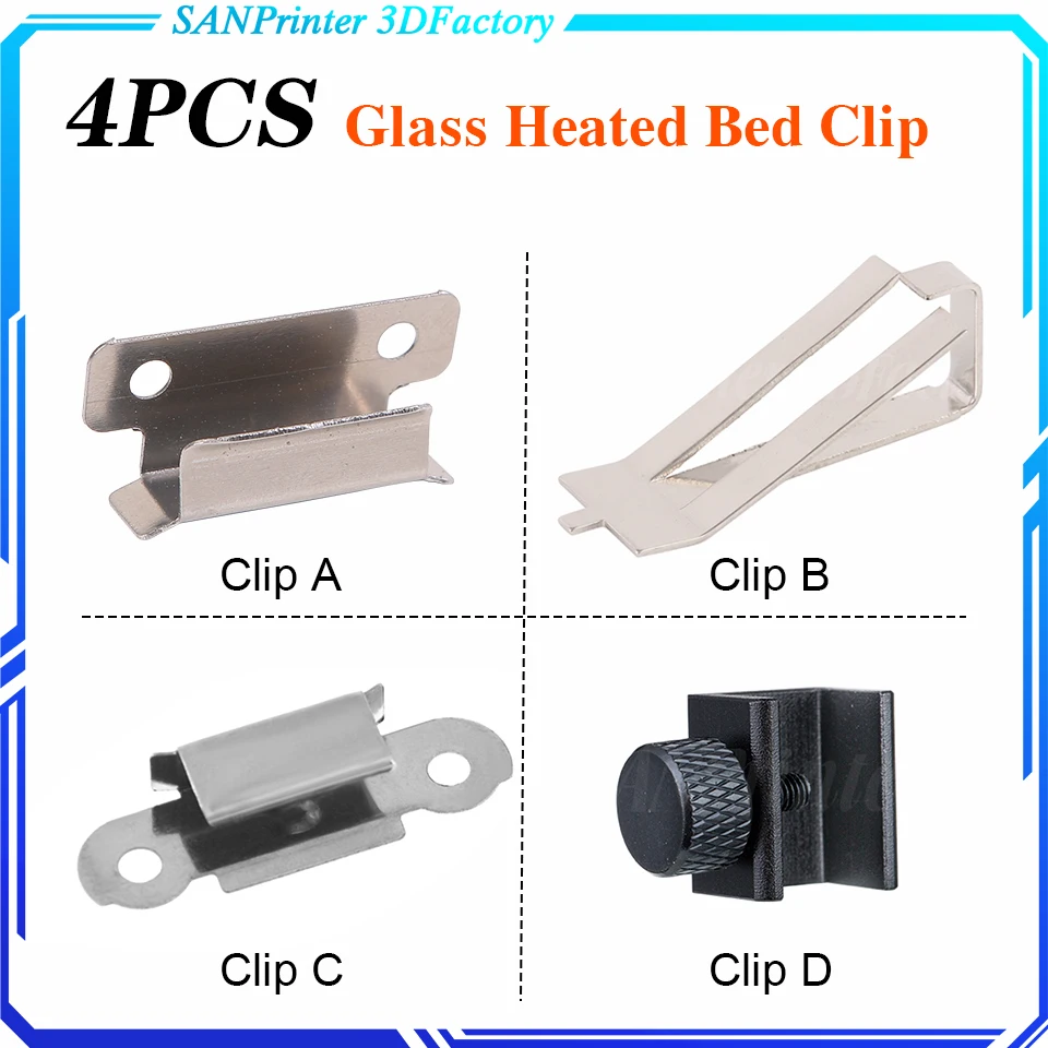 4pcs Stainless Steel Glass Heated Bed Clip Clamp 3D printer parts Heatbed clip For  UM Ulti Build Platform Retainer 4pcs 8pcs glass heated bed clamp 3d printer parts heatbed plate clip for um2 um build platform retainer