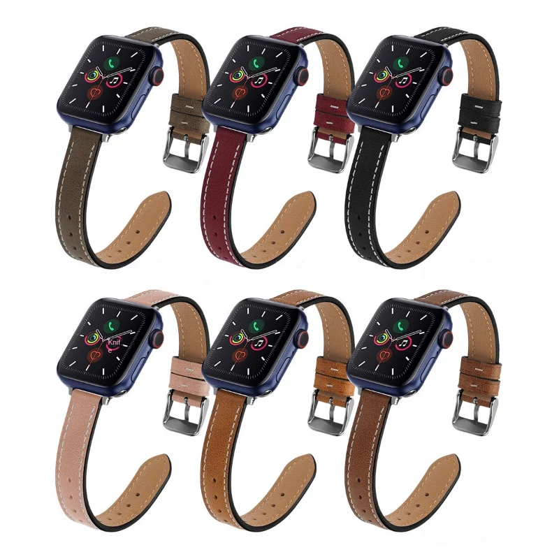 

Ремешок кожаный для iWatch series 8 7 6 5 4 3 SE, сменный Браслет для наручных часов Apple Watch 44 мм 40 мм 41 мм 42 мм 38 мм 49 мм