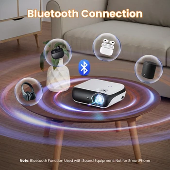 HAPPRUN Projector, native 1080P Bluetooth projector, portable outdoor, full HD mini projector, home bedroom speaker 4
