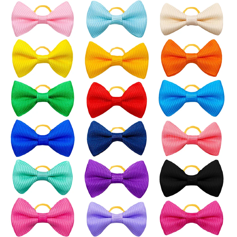 

50 Pcs Pet Head Flower Dog Hair Tie Headband Girl Accessories Fabric Puppy Bows for Small Dogs