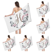 Home bath towels for the body towels bathroom letters and flower quick drying microfiber beach towel man and women large sports 1