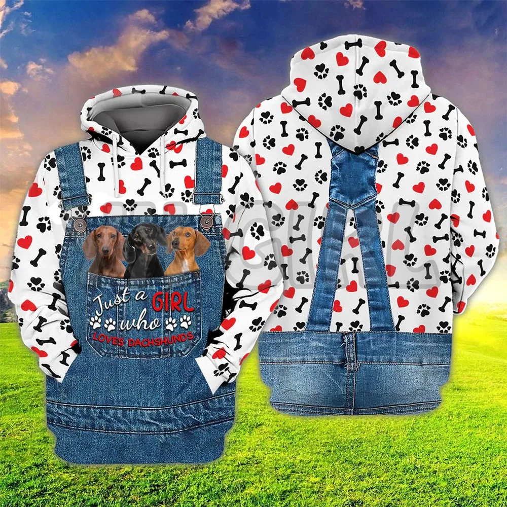 

Just A Girl Who Loves Dachshund 3D Printed Hoodies Unisex Pullovers Funny Dog Hoodie Casual Street Tracksuit