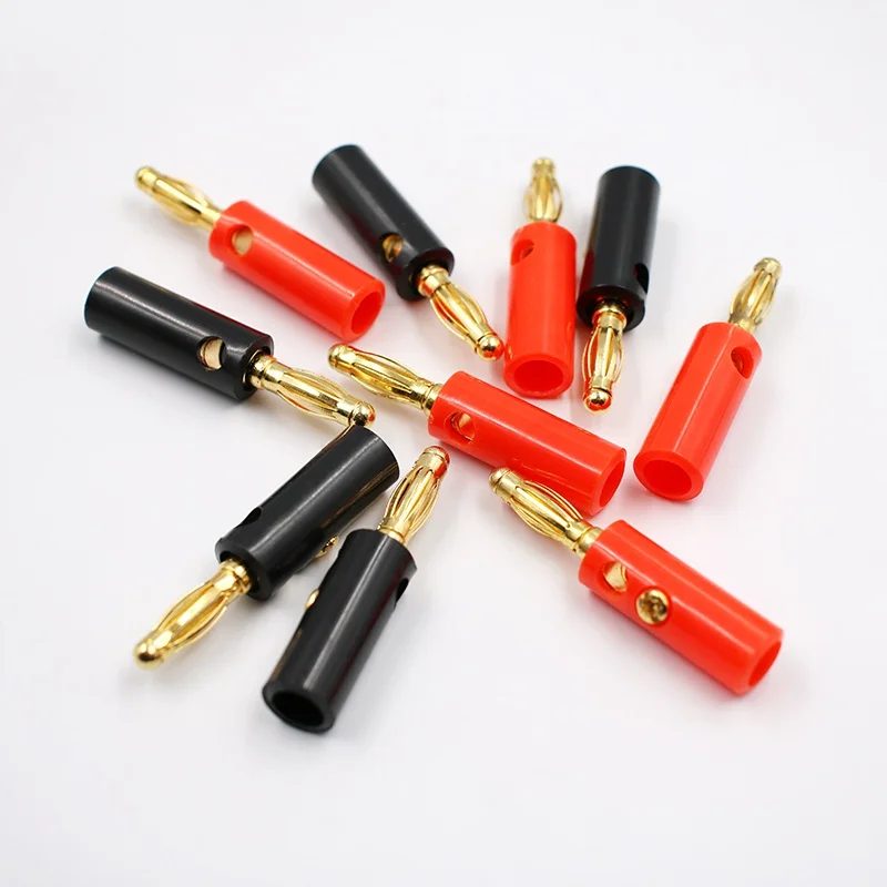 10-Pack Premium Silver Banana Speaker Plugs for Audio/Video Cable Connection