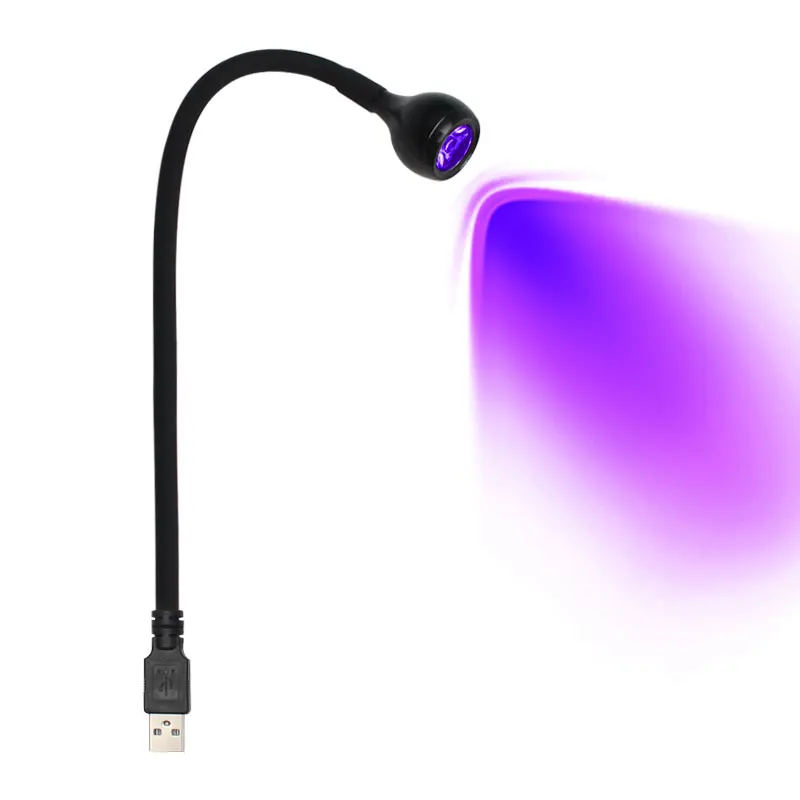 395nm UV LED Black Light Fixtures with Gooseneck Gel Nail Ultraviolet Curing Portable Ultra Violet Blacklight 5V USB Input