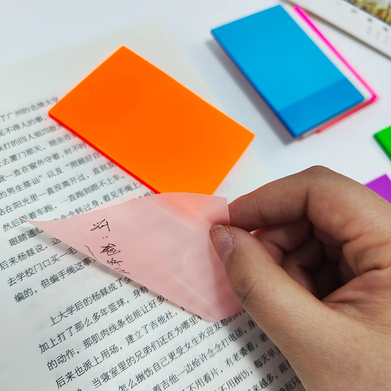 KindFuny 210pcs Transparent Sticky Notes Posted It Memo Pad Scrapes Stickers Waterproof Clear Notepad School Stationery 4