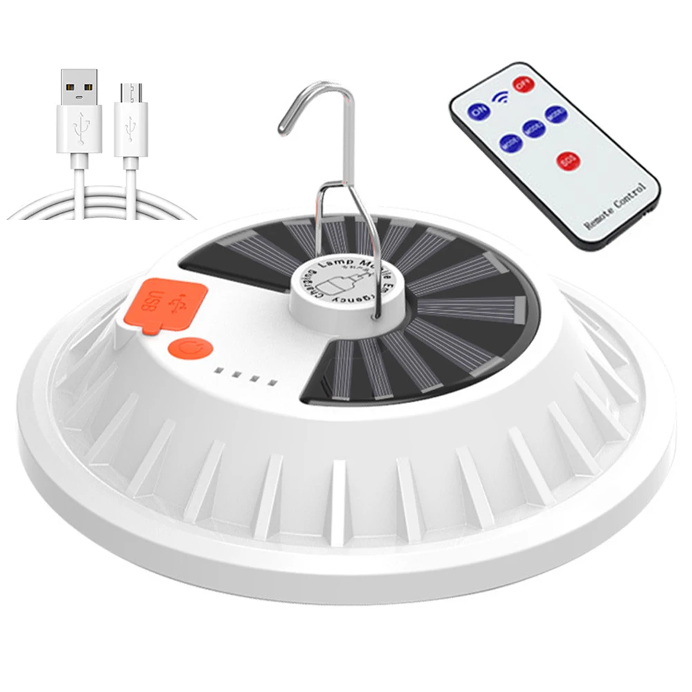 120 LED Bulb Work Repair Light Solar USB Rechargeable with Hook Remote Control 2400LM/1200mAh Emergency Supply for Hiking Picnic