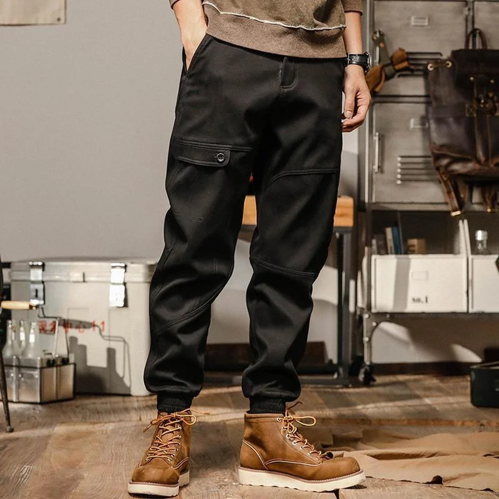 Retro Biker Motor Harness Harem Pants American Cargo Pants Men's Autumn Loose Straight Casual Trousers Camouflage Pantaloons