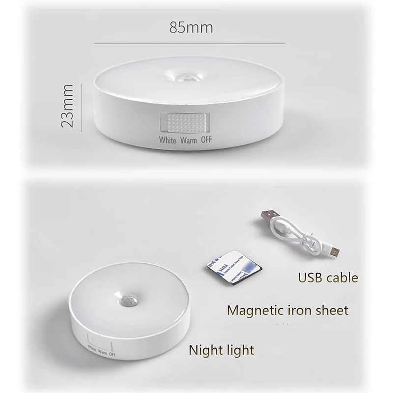 LED Night Light Motion Sensor Light USB Rechargeable Kitchen Bedroom Magnetic Base Wall Stairs Lighting Night Lamp led night light