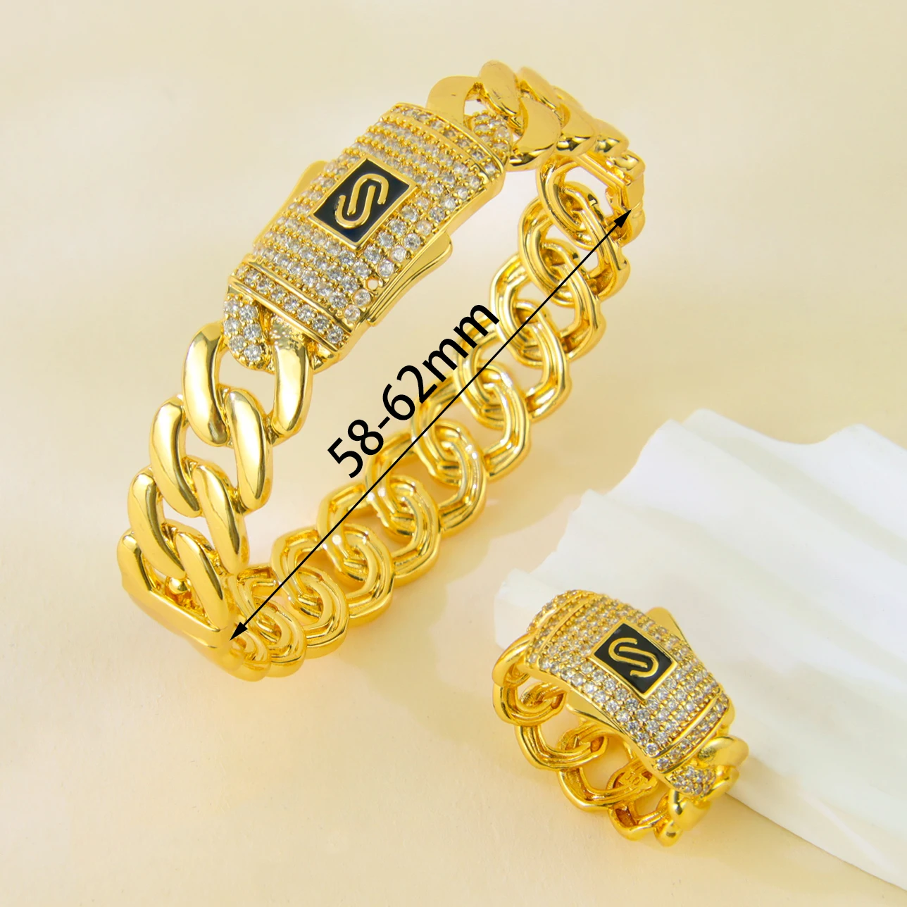 موضة دبي سوار مطلي بالذهب خاتم مجموعة 21k الذهب ال...