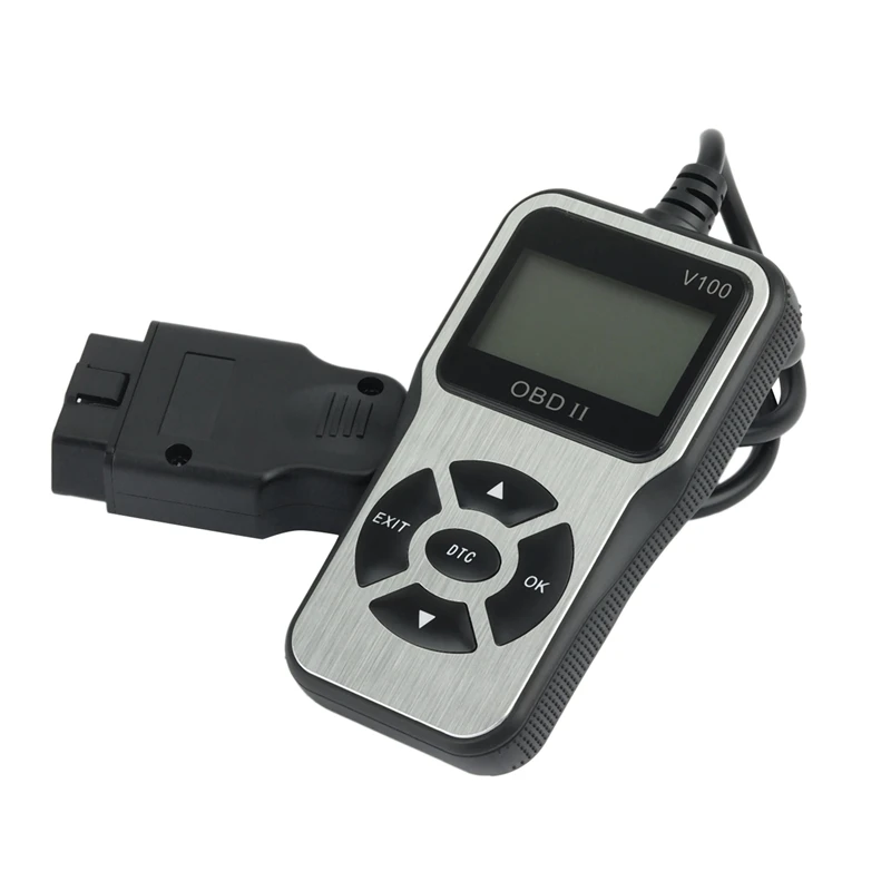 

6X V100 OBD2 автоматический сканер Ручной многофункциональный 6-язычный OBD 2 автоматический диагностический инструмент (серебристый)
