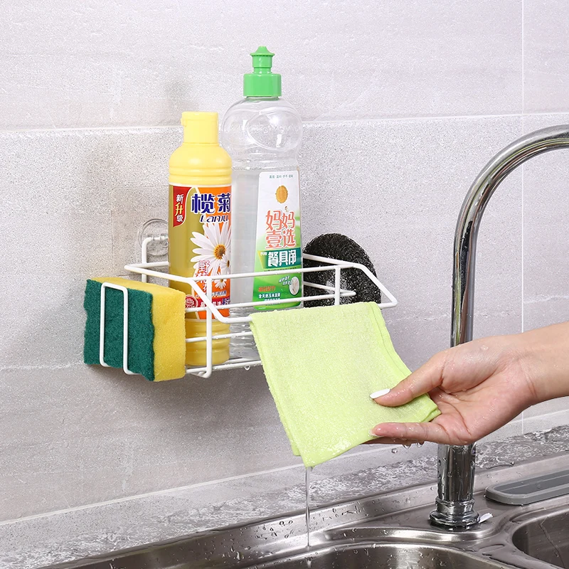 Kitchen Accessories Punch-Free Drain Basket Sponge Holder Spice Rack Towel Hooks Organizer Bathroom |