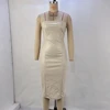 Autumn And Winter Fashion Solid Color PU Leather Sexy Strapless Waist Cinching Package Hip Dress For Women 6