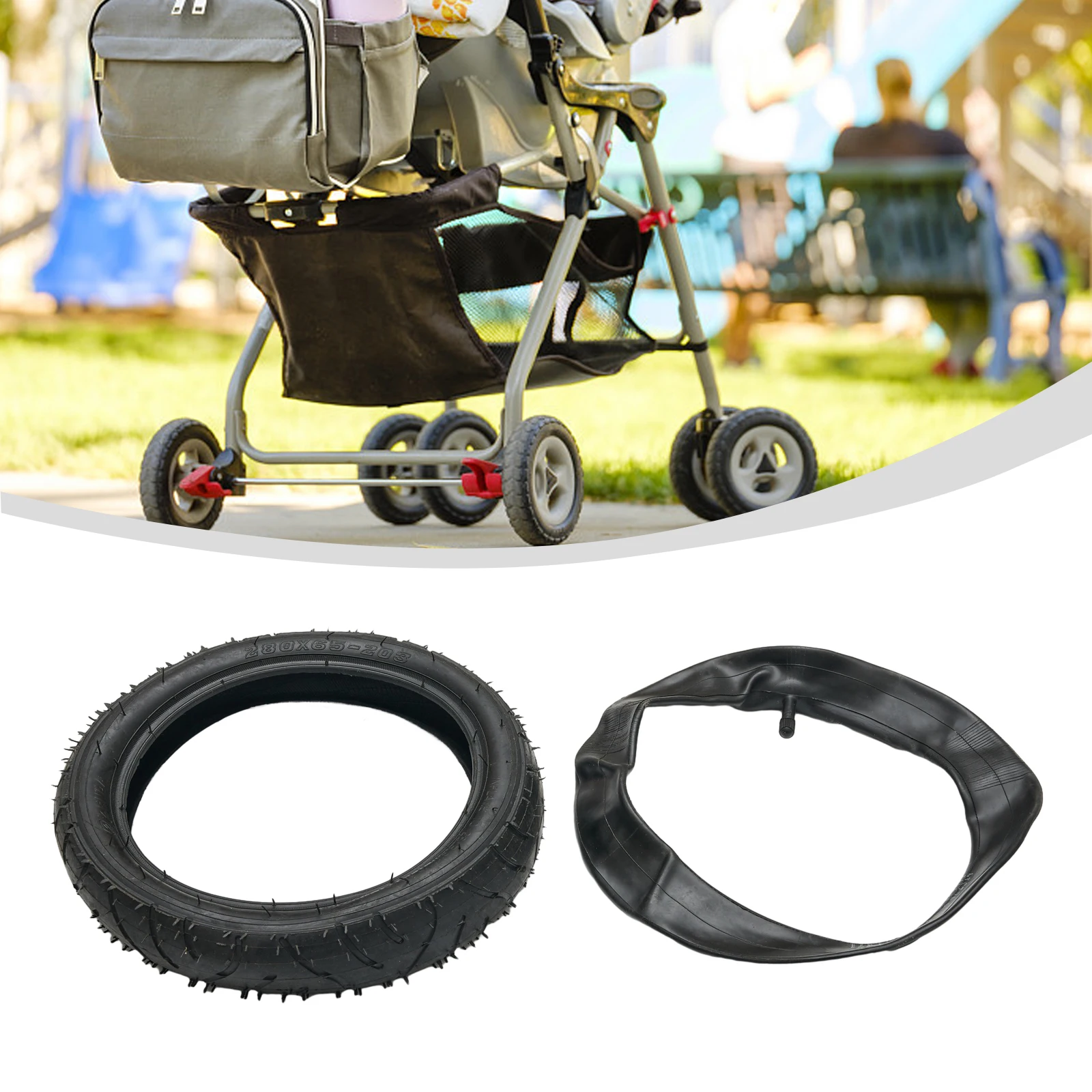 

12 Inch 280 X 65-203 Pushchair Thicken Tyre And Tube Black Electric Scooters Replacement Parts Rubber Bicycle Equipment