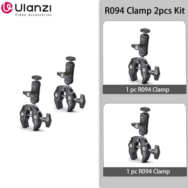 Ulanzi R094 Metal Super Clamp with Double Ball Head Magic Arm Clamp with 1/4" 3/8" Hole for DSLR Camera Monitor Light Mic Mount - Image 7