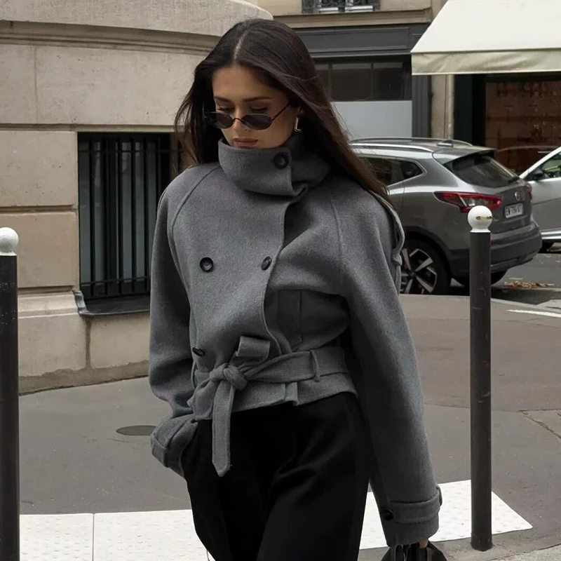 Women Woolen Jacket 2025 Autumn Winter Lapel Long Sleeve Women's Coat Zipper Loose Female Casual Outerwear Retro Lady Tops ﻿