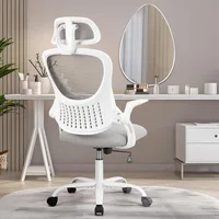 Office Computer Desk Chair, Ergonomic High-Back Mesh Rolling Work Task Chairs with Wheels and Adjustable Headrests,Study, Grey 1