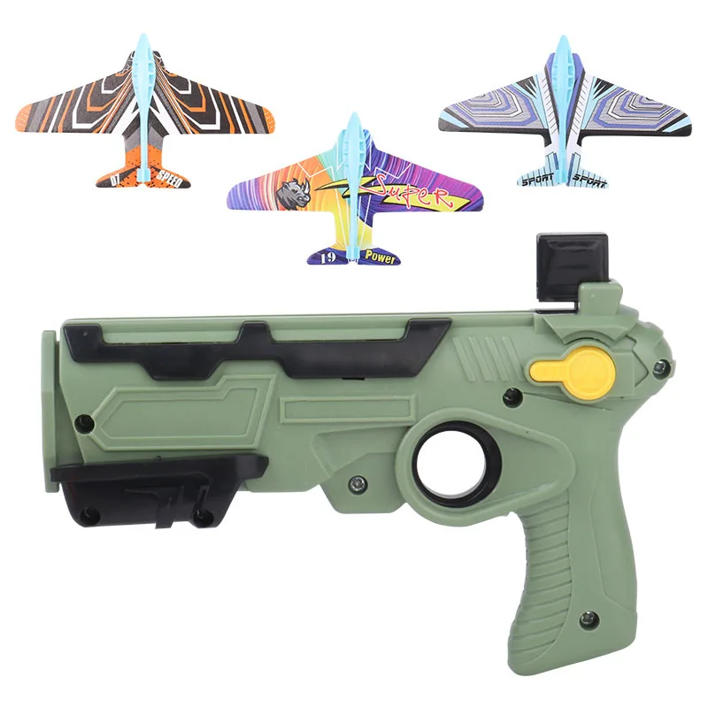 Continuous Aircraft Launch Gun Flying Foam Aircraft Catapult Gun Children Gliding Aircraft Boy Outdoor Toys 6