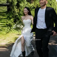 OLOEY 2025 Sexy Strapless Mermaid Wedding Dresses Korea Photo shoot Pleats Split Floor Length Bridal Gowns Vestidos de noiva 1