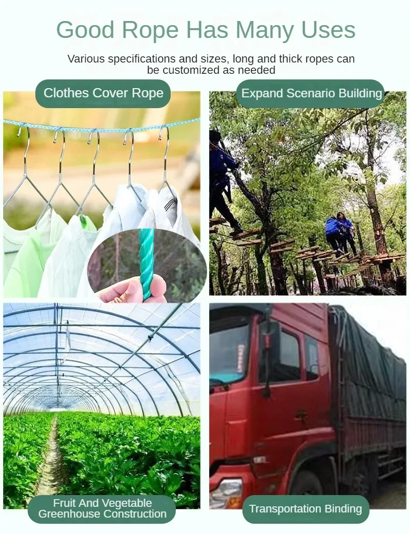 Nylon Rope New Material Polyethylene Plastic Rice Seedling White for Marine Trucks Clothesline