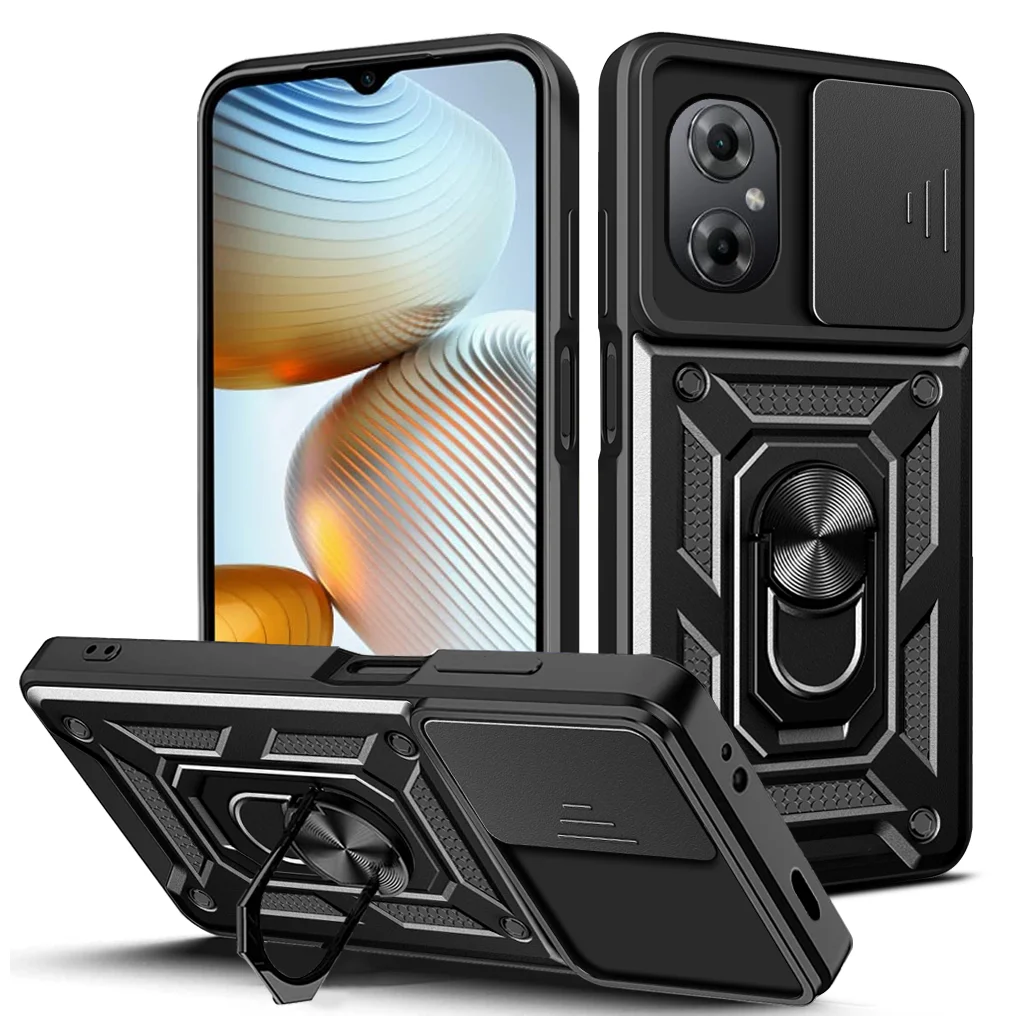 Coque Pour Xiaomi Pheadphones, F5 Pro, 5G, Redmi Note 12S, 12 Turbo, 13 Pro Lite, Slide Stand, Ring Camera, Handles, Amovible Card, Phone Cover