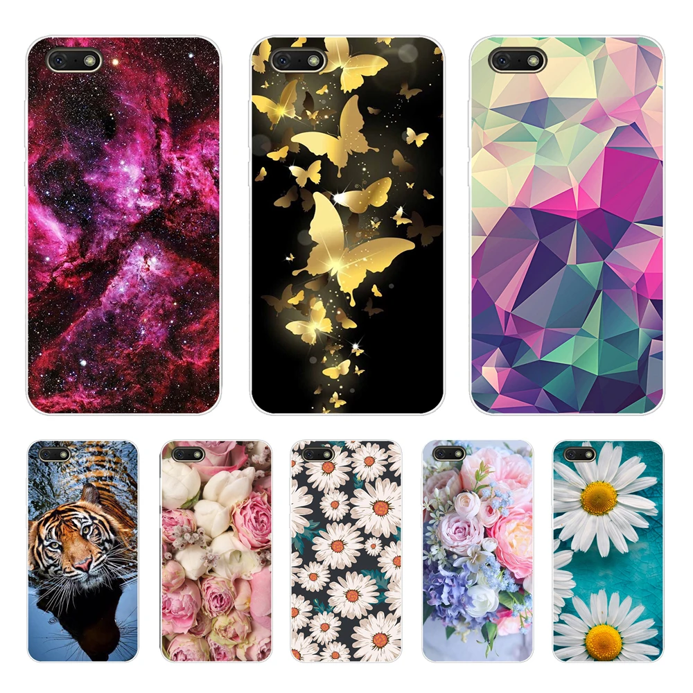 Cofanatura S-CASE Per Huawei Y5 2018, Cover In TPU Blu, Design A Linea S, Antiscivolo, Resistente, Con Supporto Integrato, Tutti I Colori Disponibili