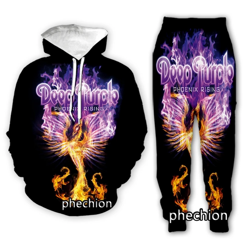 

phechion New Men/Women Deep Purple 3D Print Clothing Long Sleeve Fashion Sweatshirt Hoodies Sport Casual Pants Z123
