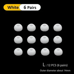 Soft Silicone Replacement Eartips - Comfortable Earbuds Cushions for In - Ear Headphones (White  L - 12PCS)