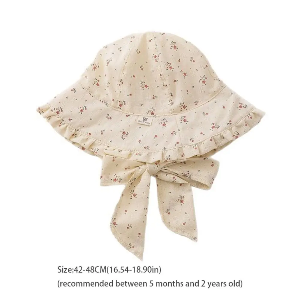 Cute Korean Style Baby Hat Comfortable Breathable Summer Kid Sun Cap Windproof Rope Anti-UV Baby Bucket Hat Outdoor