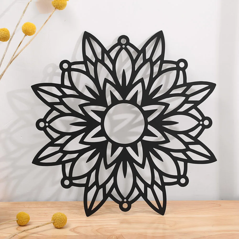 Wildflower Mandala Metal Wall Art - Flower Silhouette Indoor Outdoor Decor
