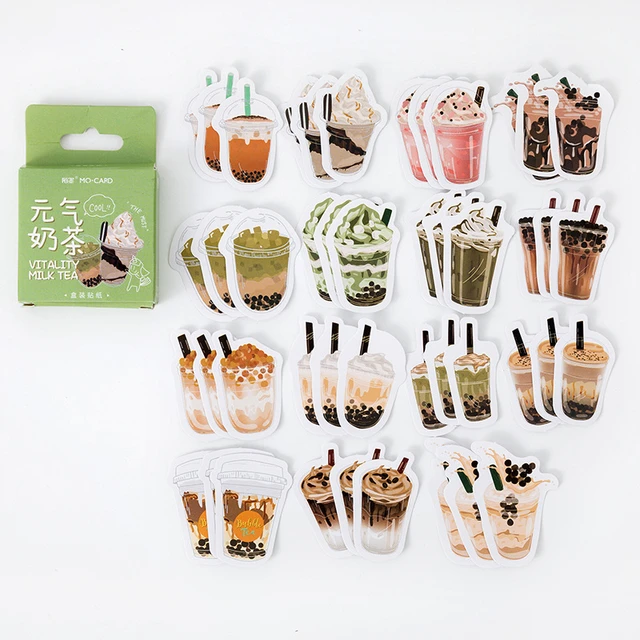 45pcs/box Kawaii Milk Tea Stickers Korean Stationery DIY