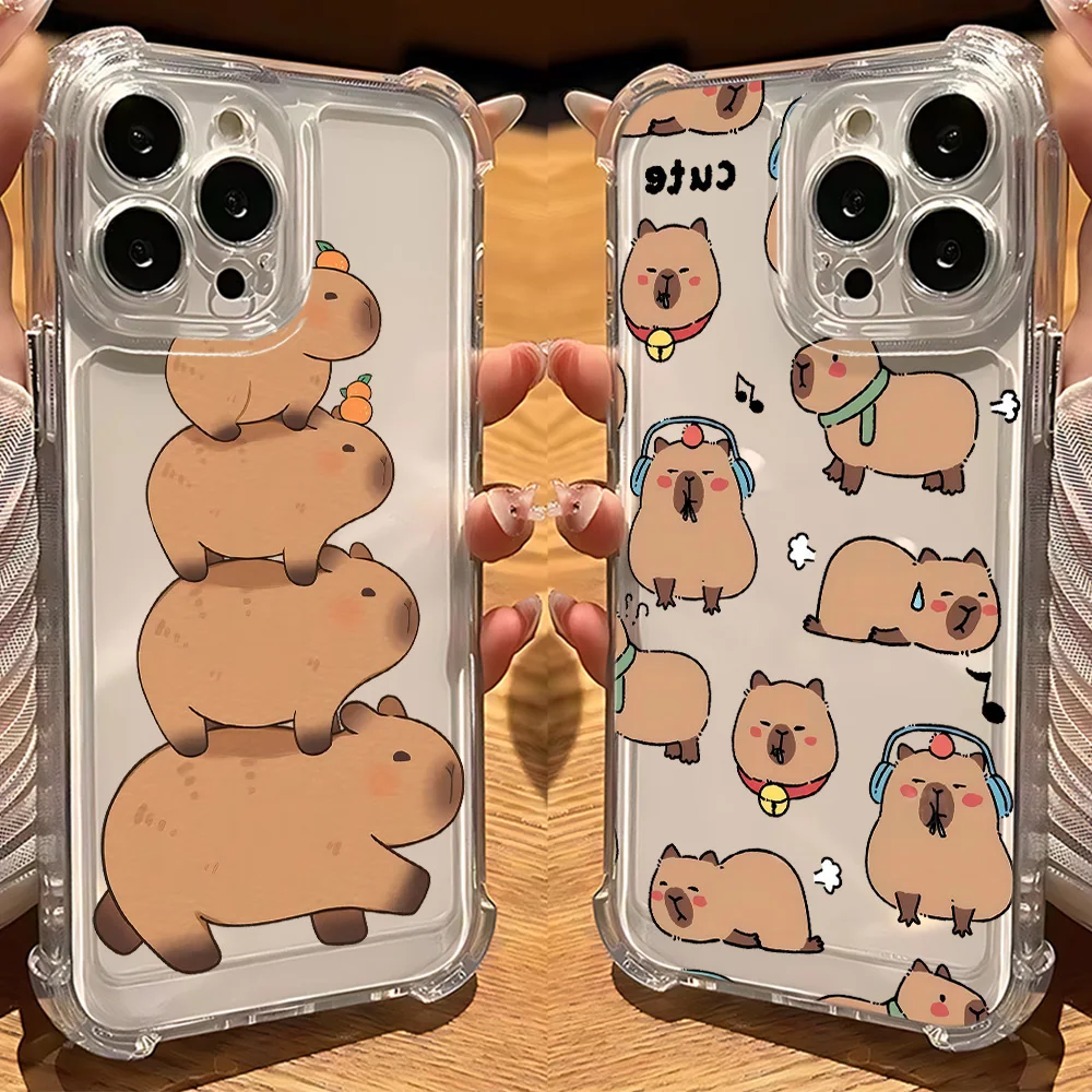 Capybara Cartoon Clear Anti-Fall Phone Case
