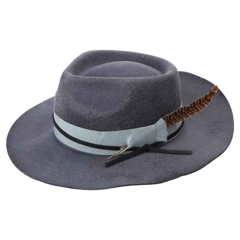 

Distress Fedoras Hat for Male Women Party Hat with Belt Roleplay Costume Cowboy Hats HippiesHat Stage Performances Hat