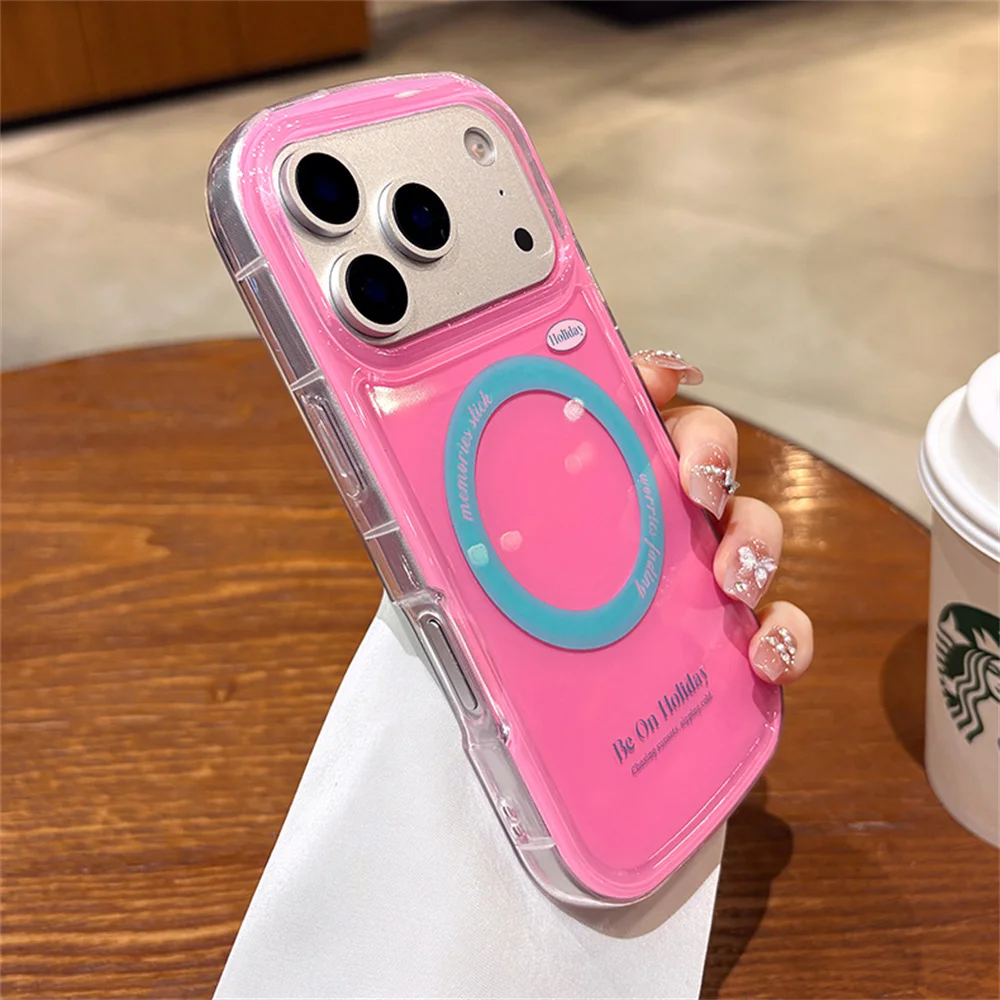Luxury Glossy Magnetic Lanyard Phone Case with Oval Corners - Cute & Protective Back Cover