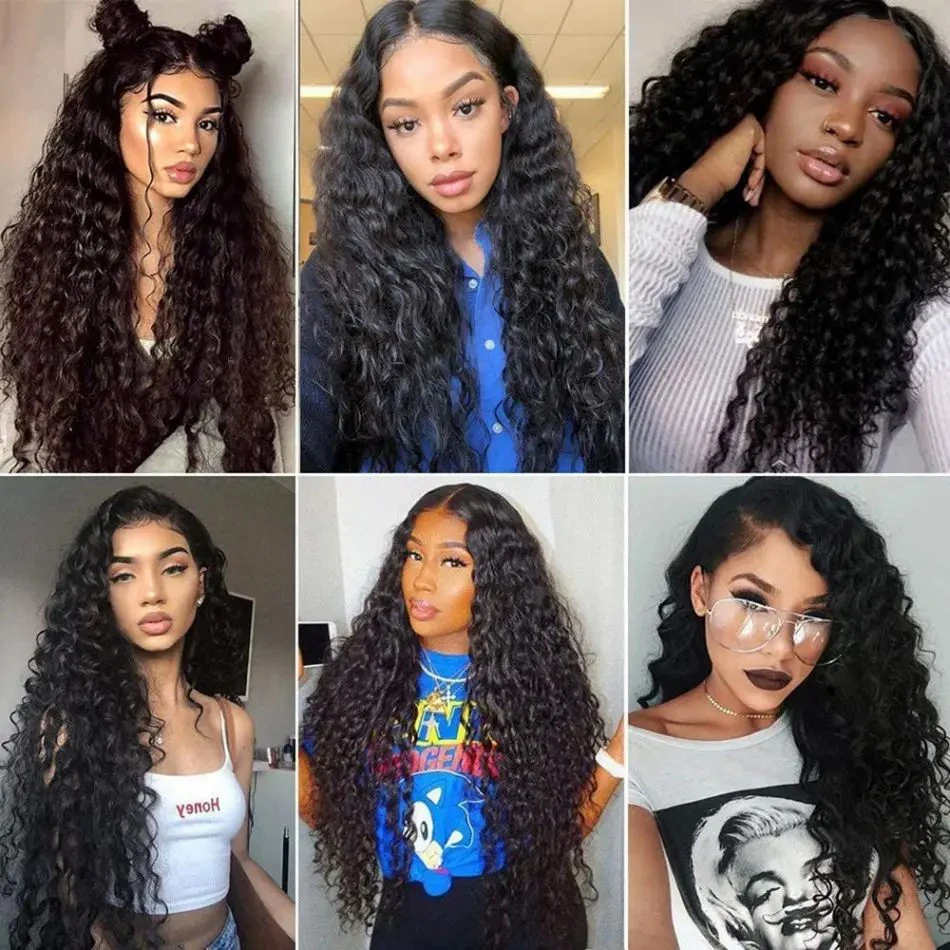 4 Bundles Weave Water Wave Human Hair Bundles Natural Color 8-30 Inch Brazilian 10A Double Weave Extensions Human Hair