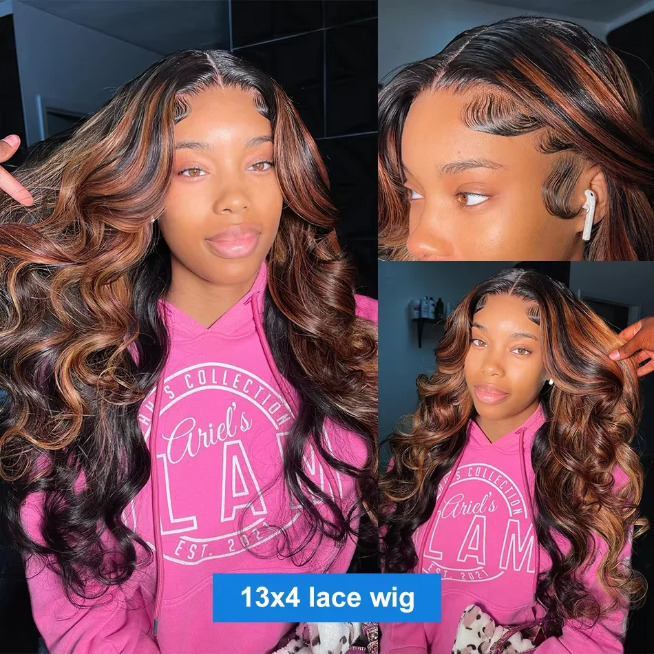 Ombre Lace Front Wigs Human Hair Wigs 1B/30 Highlight 13x6 HD Lace Front Wig Body Wave 13x4 HD Transparent Lace Frontal Wigs