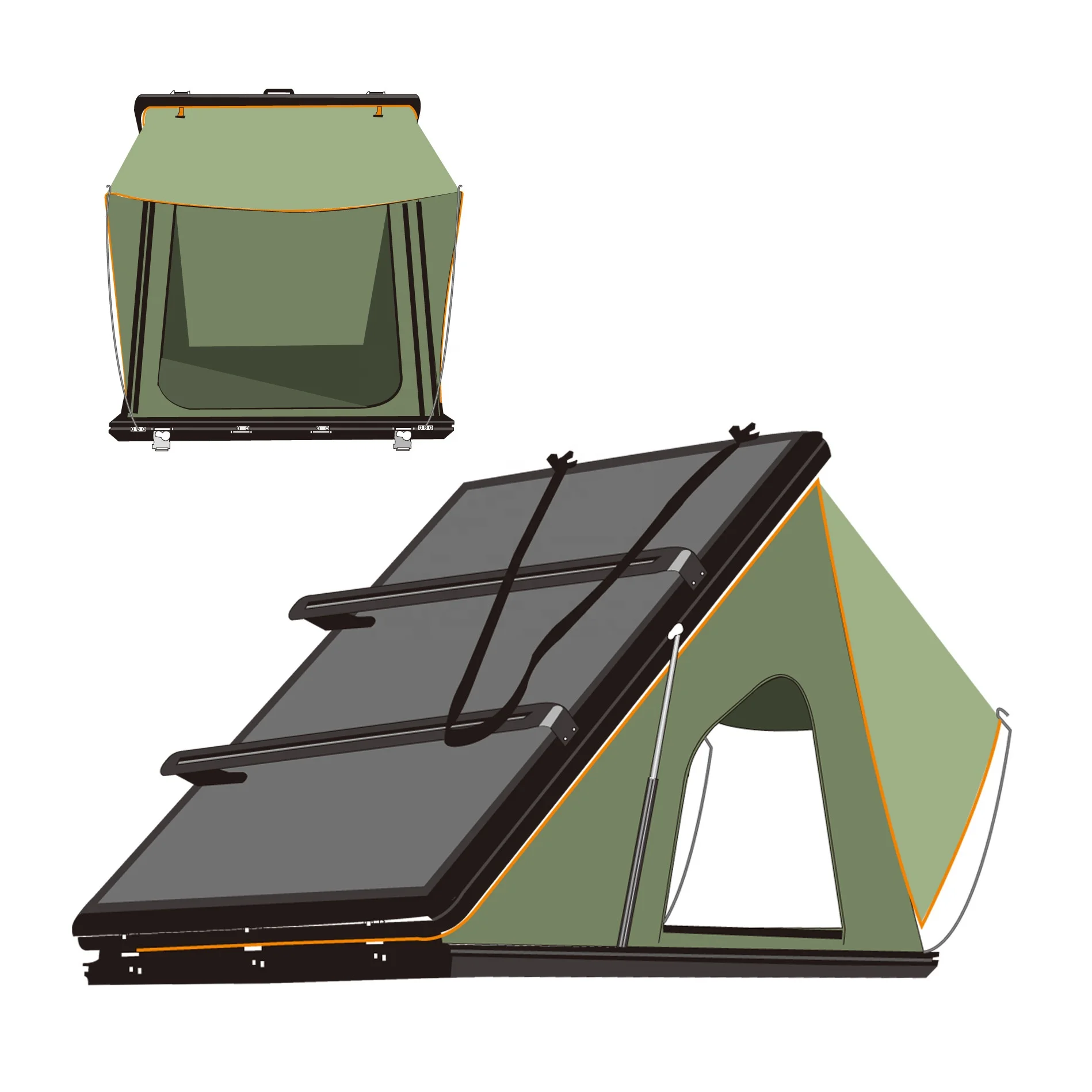 

New style aluminum triangle car rooftop tent calm with custom mounting bracket