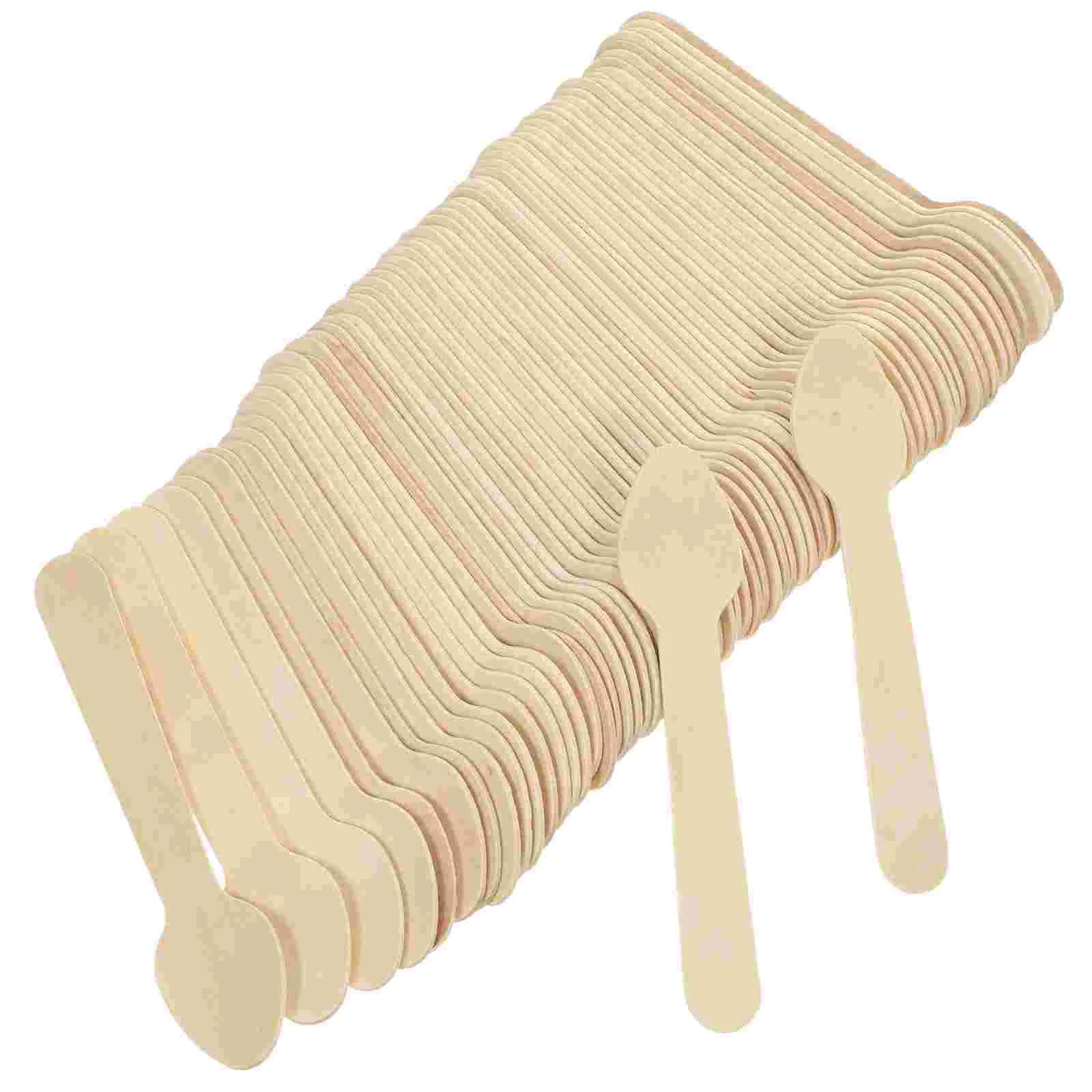 100 Pcs Cake Dessert Wooden Spoon Stirring Spoons Yogurt Ice Cream Mixing Disposable