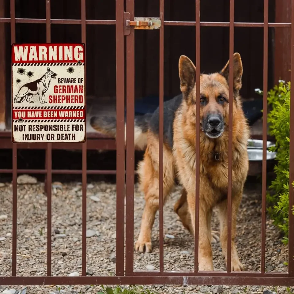 Duits Herder Waarschuwingsbord, Pas Op Voor Hondenbord Aluminium Roestvrij  9 \, image size:960x960