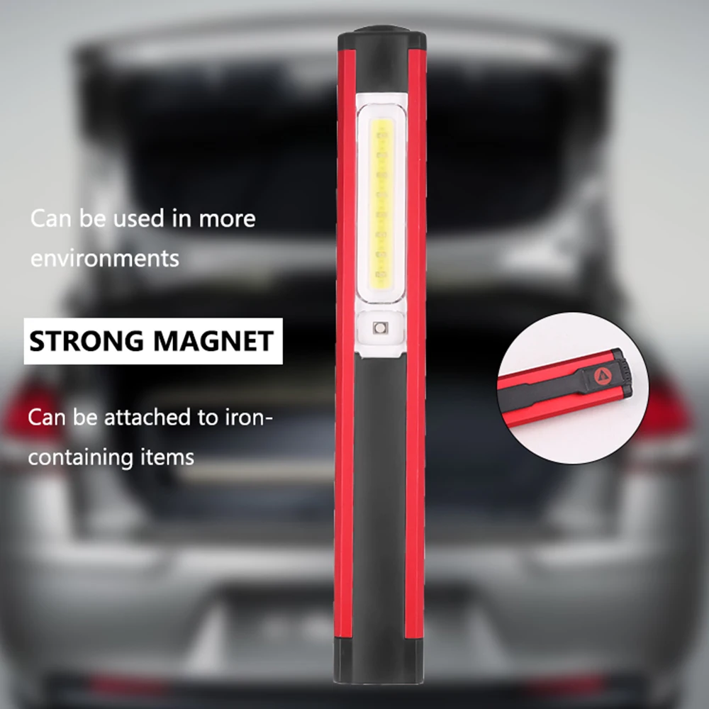Powerful Work Light COB LED Flashlight Magnetic Work Lamp USB Rechargeable Torch Inspection Light with Red