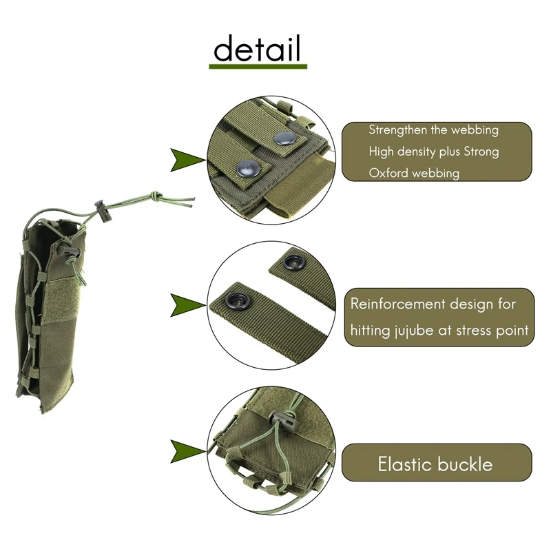 Tactics Bottle Holder Drinking Bottle Pouch Nylon Molle Water Holder Durable For Cycling Running Outdoor Sports