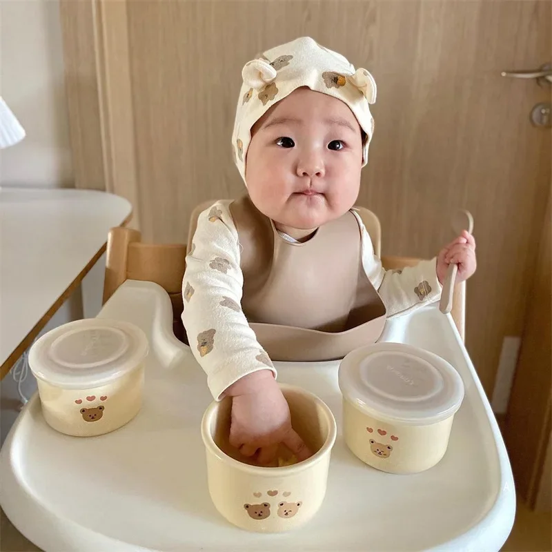 Children's Feeding Utensils Ceramic Fresh-keeping Sealed Food Bowl Baby Outdoor Travel Tableware Baby Products baby tableware set