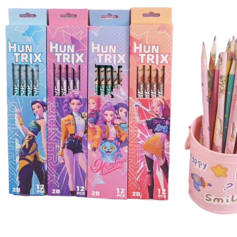 Anime pencils KPop Demon Hunters Rumi Mira Zoey Anime-style Pencils Anime Merch Cute Cartoon Writing Stationery Set for Elementary Students