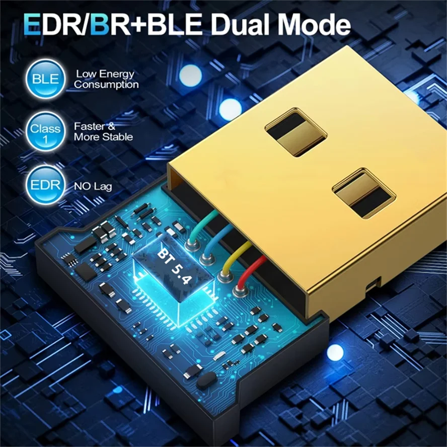 USB 블루투스 5.4 어댑터 오디오 동글 어댑터 미니 USB 무선 수신기/송신기 PC/노트북용 드라이버 무료(윈도우10/11용)