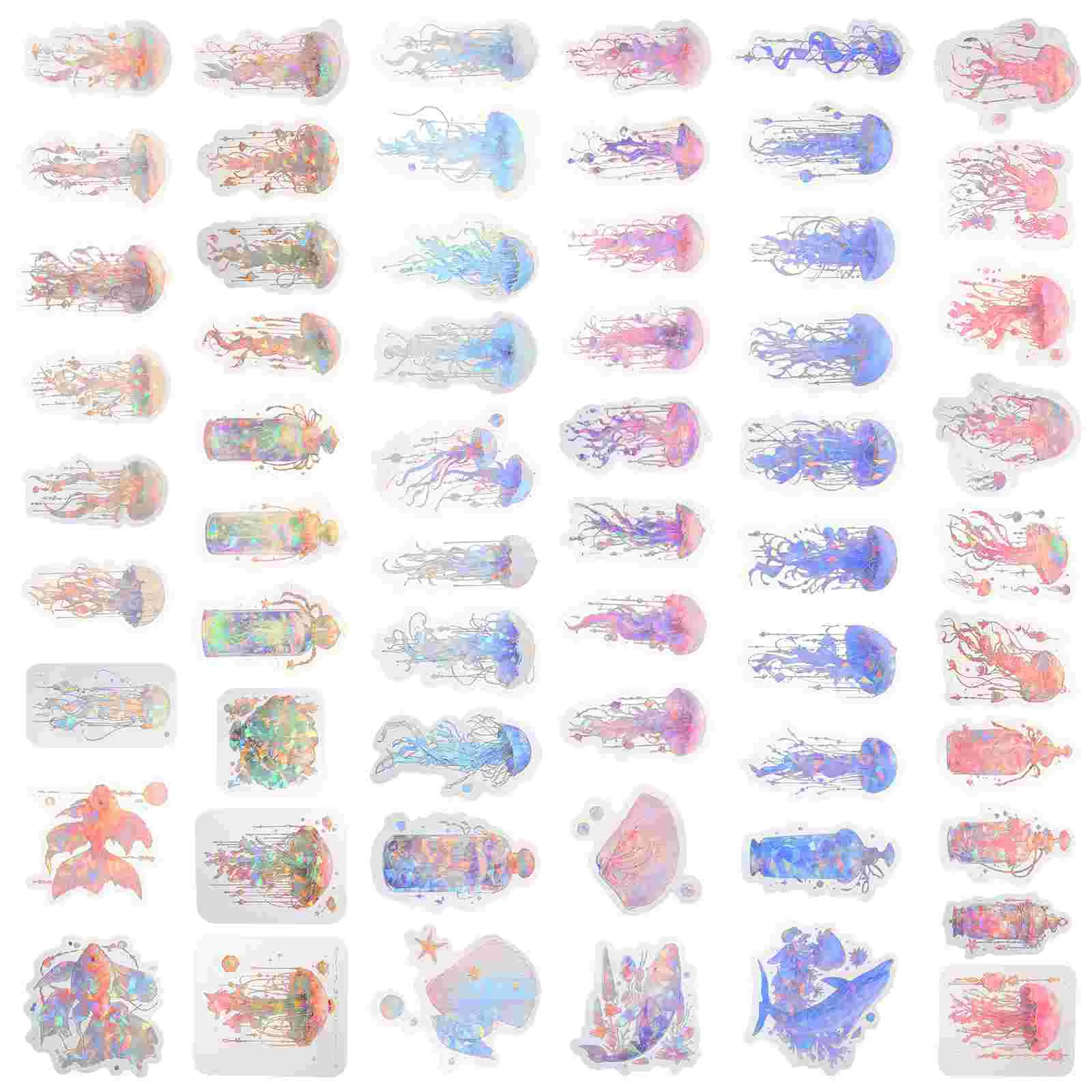 

6 Bags Jellyfish Sticker Hand Account DIY Stickers Journal Supplies Small for Journaling Scrapbook Decorative Diary Pretty