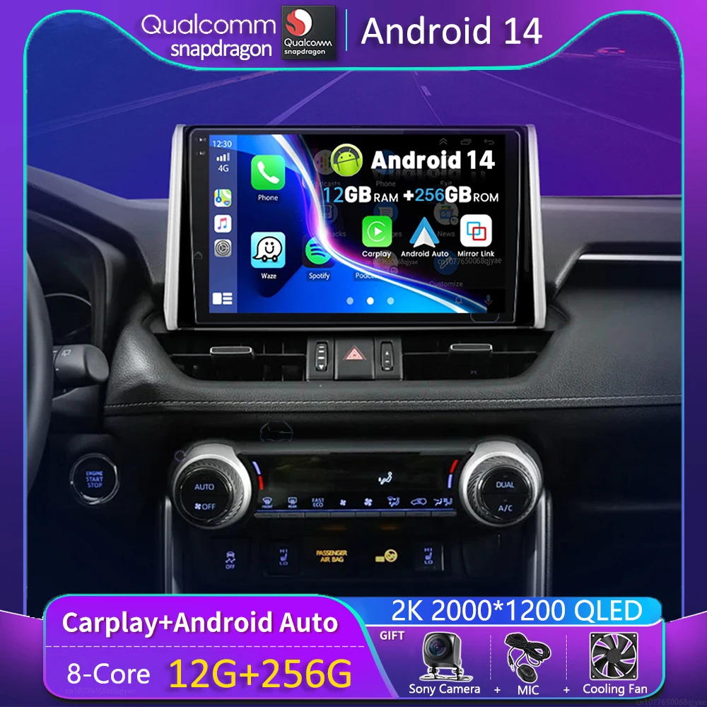 

Android 14 Carplay Car Radio For Toyota RAV4 XA50 2018 2019 2020 Navigation Multimedia GPS Player Stereo WiFi+4G video DSP 2 DIN