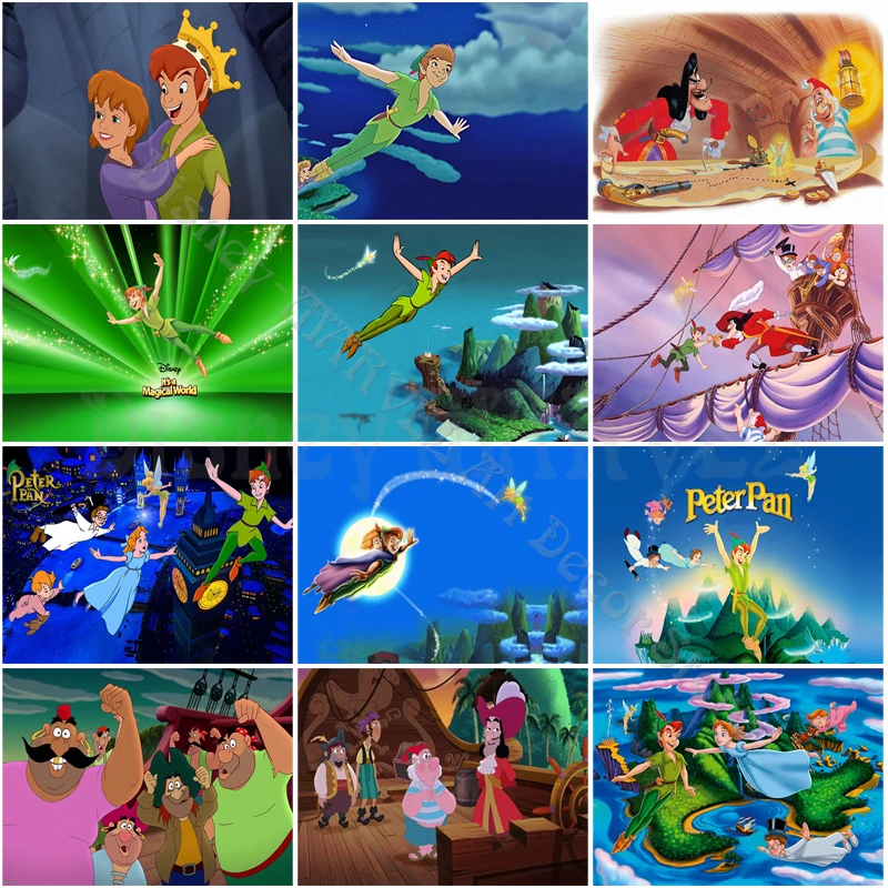 Peter Pan Diamond Mosaic Disney Cartoon Diamond Painting Disney Full Diamond Embroidery Cross Stitch Kits Kids Room Home Decor