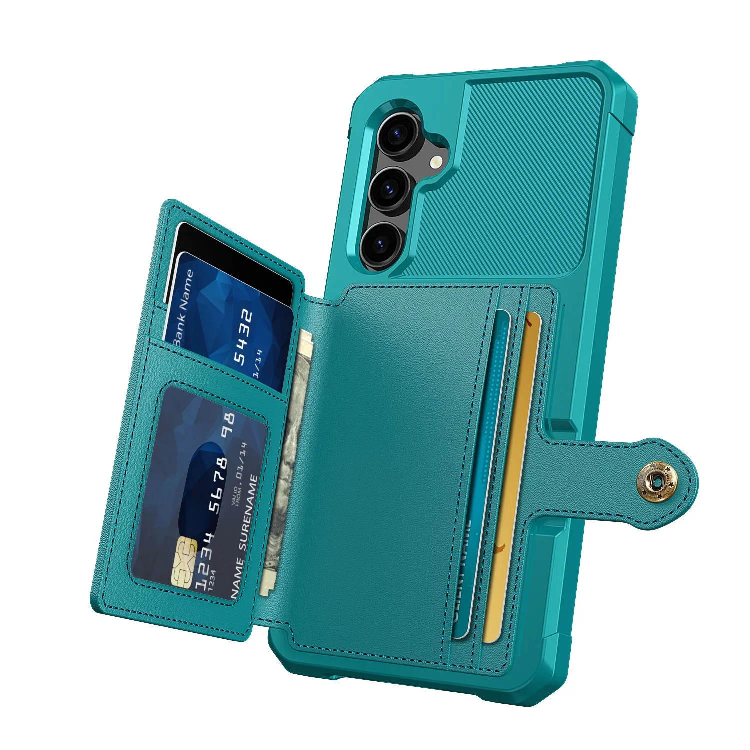 Magnetic Leather Wallet Case with Card Slot - Premium Pocket Pouch Cover in Sleek Design