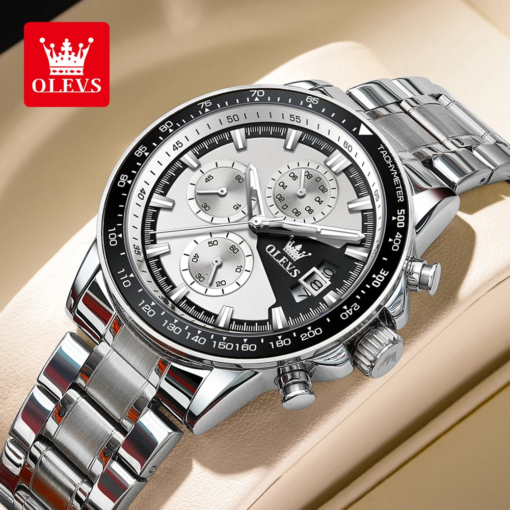 

OLEVS TY705 Fashion Chronograph Quartz Watch For Men 42mm Big Dial Calendar Wristwatch Stainless Steel Waterproof Sport Watches